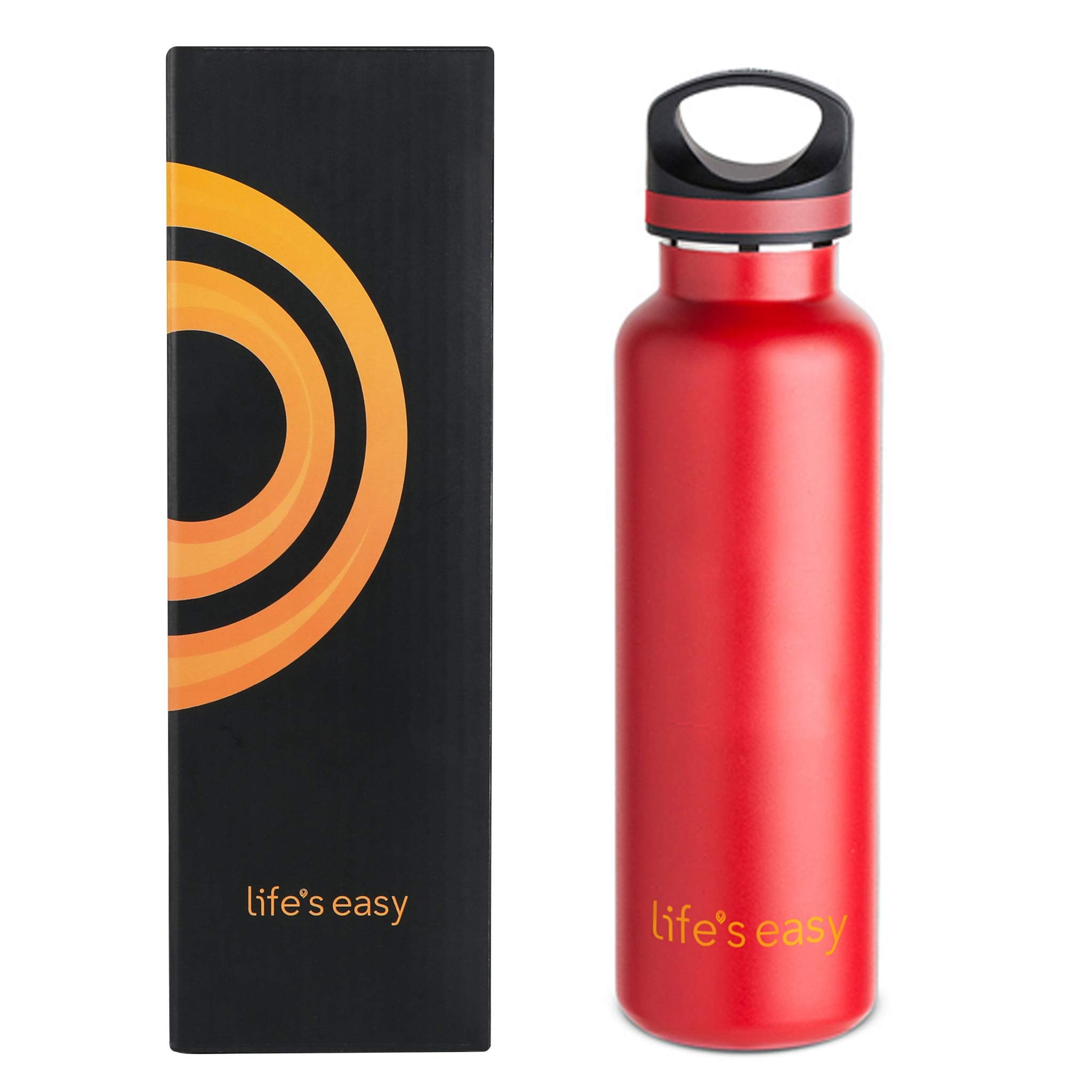 LIFE'S EASY 20 oz. Sports Insulated Water Bottle with Lid. Stainless Steel Vacuum Double Wall Thermo for Modern Hot and Cold Drinks, Simple Metal Hydro Canteen for Travel Men and Women (White) - Pick 974