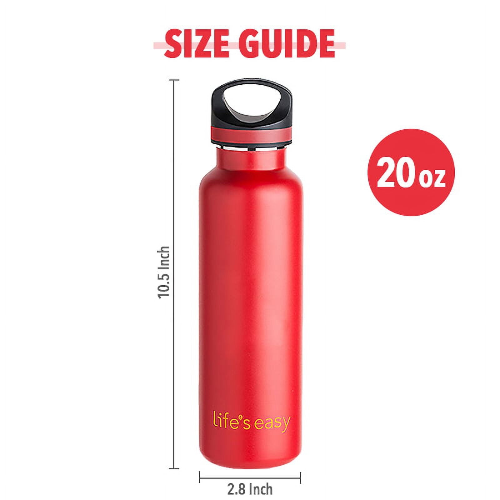 LIFE'S EASY 20 oz. Sports Insulated Water Bottle with Lid. Stainless Steel Vacuum Double Wall Thermo for Modern Hot and Cold Drinks, Simple Metal Hydro Canteen for Travel Men and Women (White) - Pick 974