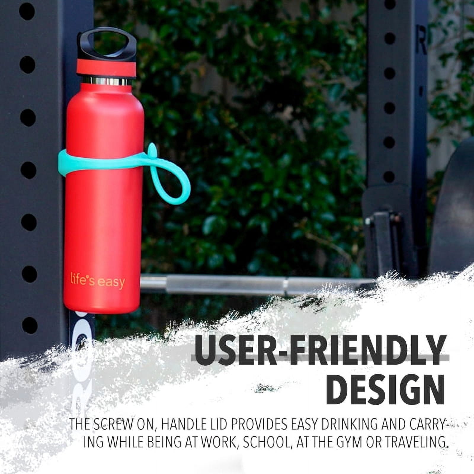 LIFE'S EASY 20 oz. Sports Insulated Water Bottle with Lid. Stainless Steel Vacuum Double Wall Thermo for Modern Hot and Cold Drinks, Simple Metal Hydro Canteen for Travel Men and Women (White) - Pick 974