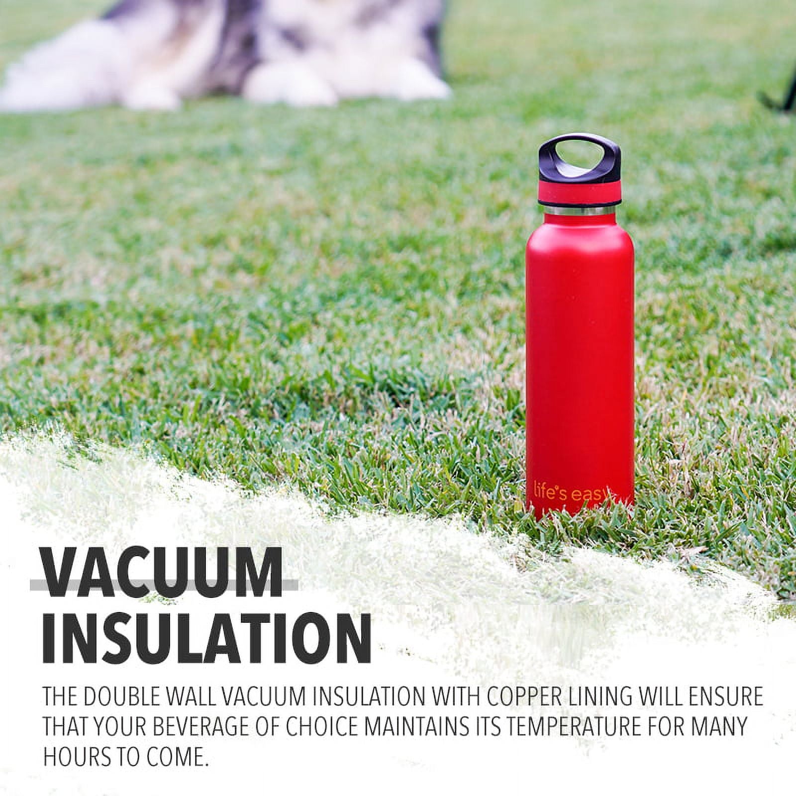 LIFE'S EASY 20 oz. Sports Insulated Water Bottle with Lid. Stainless Steel Vacuum Double Wall Thermo for Modern Hot and Cold Drinks, Simple Metal Hydro Canteen for Travel Men and Women (White) - Pick 974
