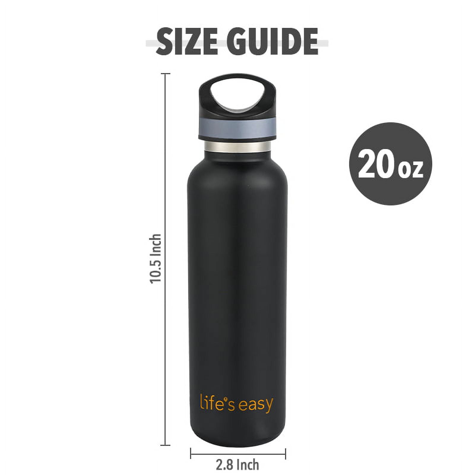 LIFE'S EASY 20 oz. Sports Insulated Water Bottle with Lid. Stainless Steel Vacuum Double Wall Thermo for Modern Hot and Cold Drinks, Simple Metal Hydro Canteen for Travel Men and Women (White) - Pick 974