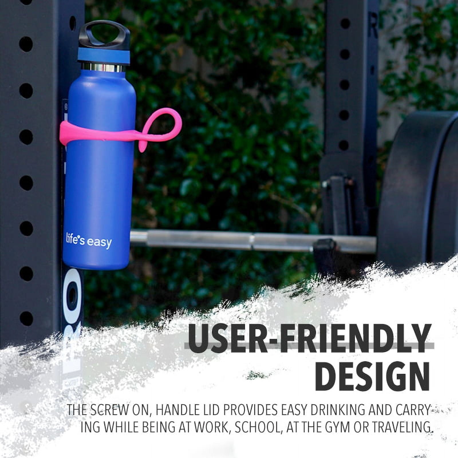 LIFE'S EASY 20 oz. Sports Insulated Water Bottle with Lid. Stainless Steel Vacuum Double Wall Thermo for Modern Hot and Cold Drinks, Simple Metal Hydro Canteen for Travel Men and Women (White) - Pick 974