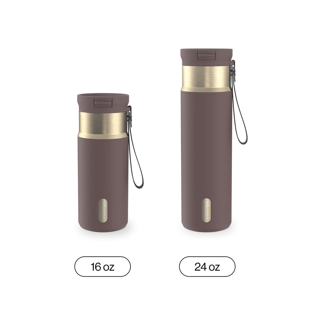 Contigo SnapSeal 16 oz Leakproof Stainless Steel Water Bottle with Carrying Strap - Pick 354