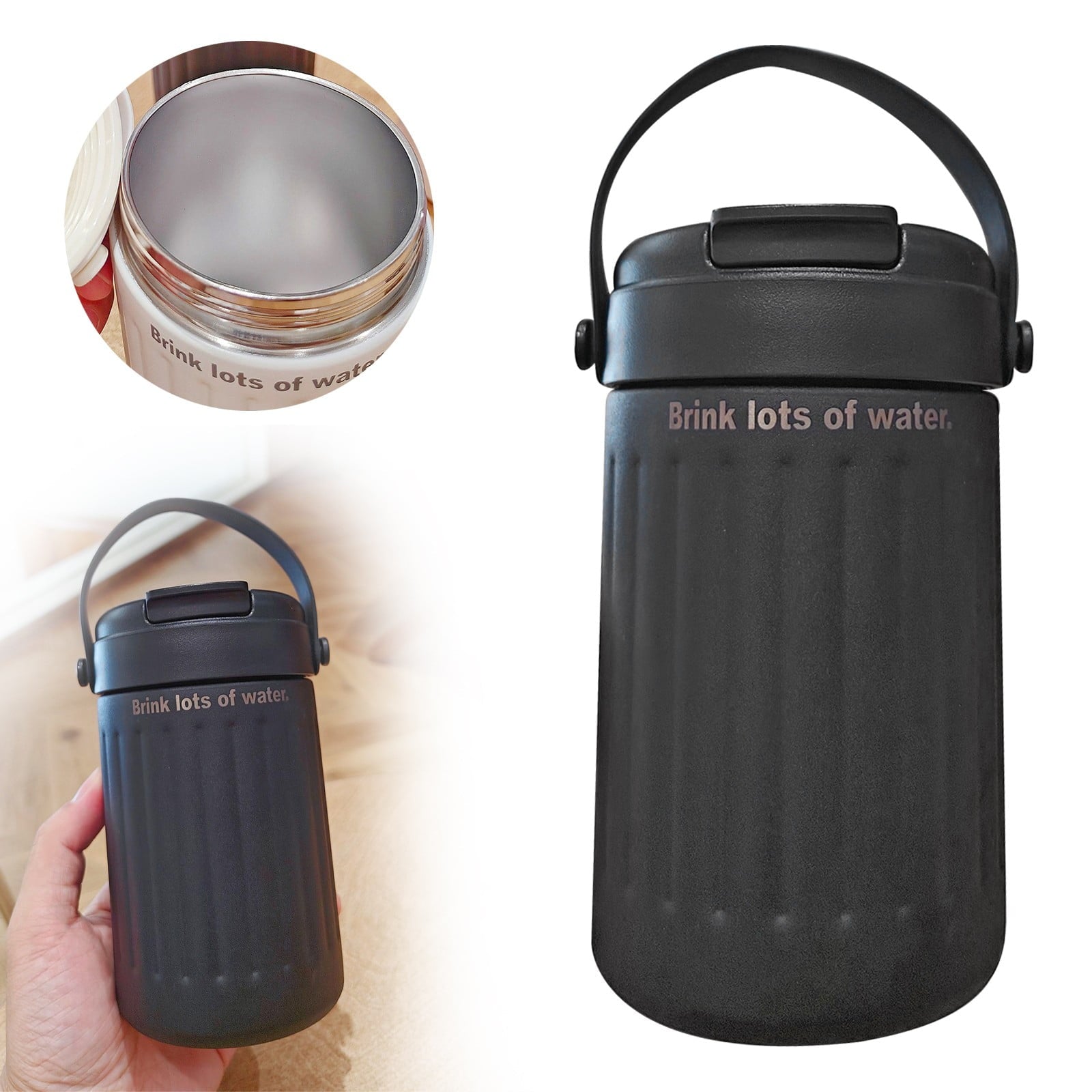 BinKFF Simple Modern Travel Coffee Mug, Insulated Coffee Tumblers with Lid, Double Walled Iced Travel Coffee Mug for Woman and Man Stainless Steel Tumbler with Handle - Pick 486