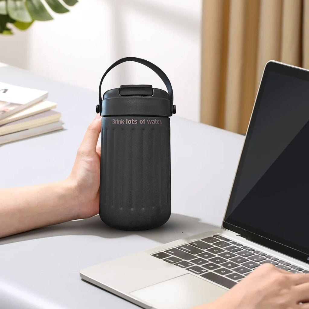 BinKFF Simple Modern Travel Coffee Mug, Insulated Coffee Tumblers with Lid, Double Walled Iced Travel Coffee Mug for Woman and Man Stainless Steel Tumbler with Handle - Pick 486