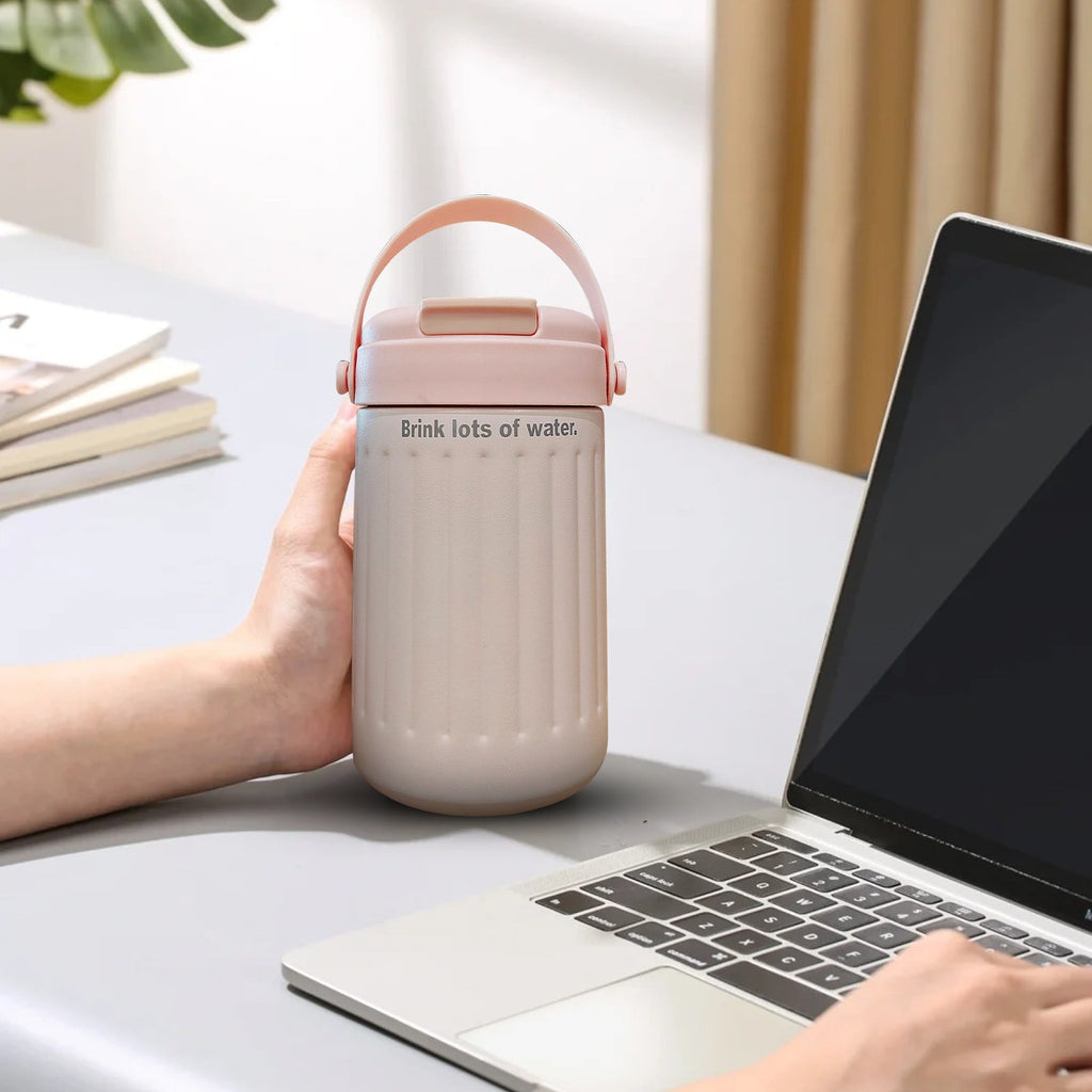 BinKFF Simple Modern Travel Coffee Mug, Insulated Coffee Tumblers with Lid, Double Walled Iced Travel Coffee Mug for Woman and Man Stainless Steel Tumbler with Handle - Pick 486