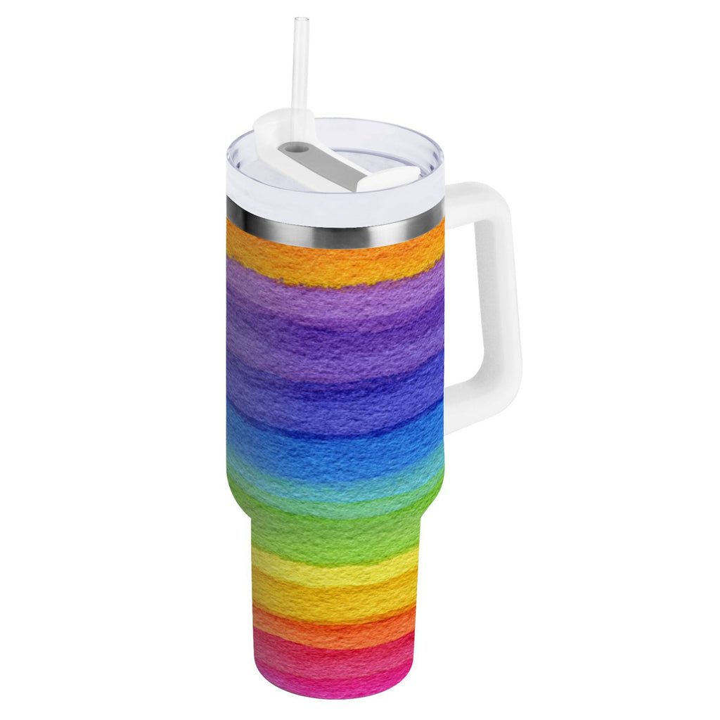 30 oz Insulated Stainless Steel Tumbler Double Wall Stainless Steel Tumbler with 2-Way Drinking Watercolor Rainbow Colors - Pick 986