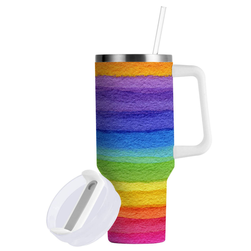 30 oz Insulated Stainless Steel Tumbler Double Wall Stainless Steel Tumbler with 2-Way Drinking Watercolor Rainbow Colors - Pick 986