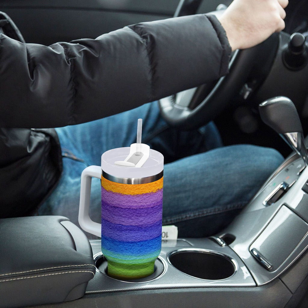 30 oz Insulated Stainless Steel Tumbler Double Wall Stainless Steel Tumbler with 2-Way Drinking Watercolor Rainbow Colors - Pick 986