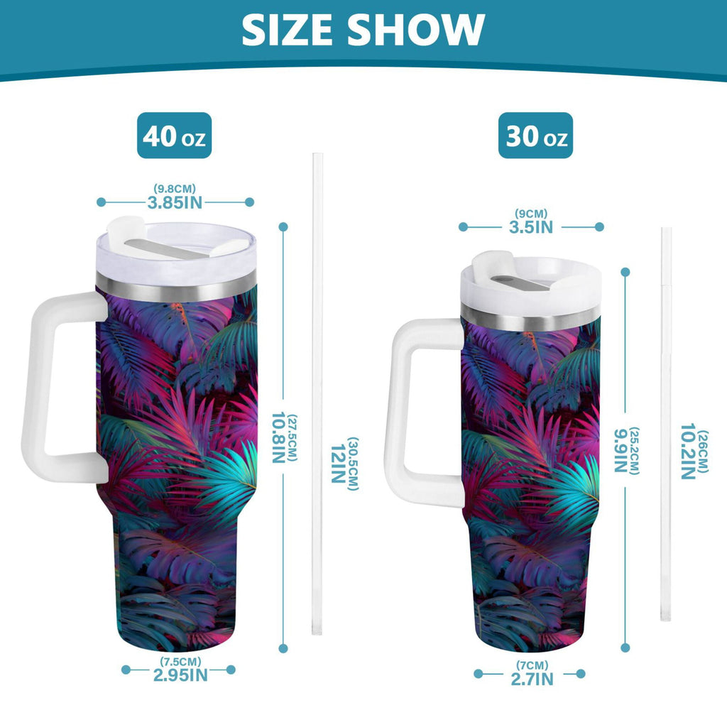 30 oz Insulated Stainless Steel Tumbler Double Wall Stainless Steel Tumbler with 2-Way Drinking Vibrant and Shimmering Jungle - Pick 188