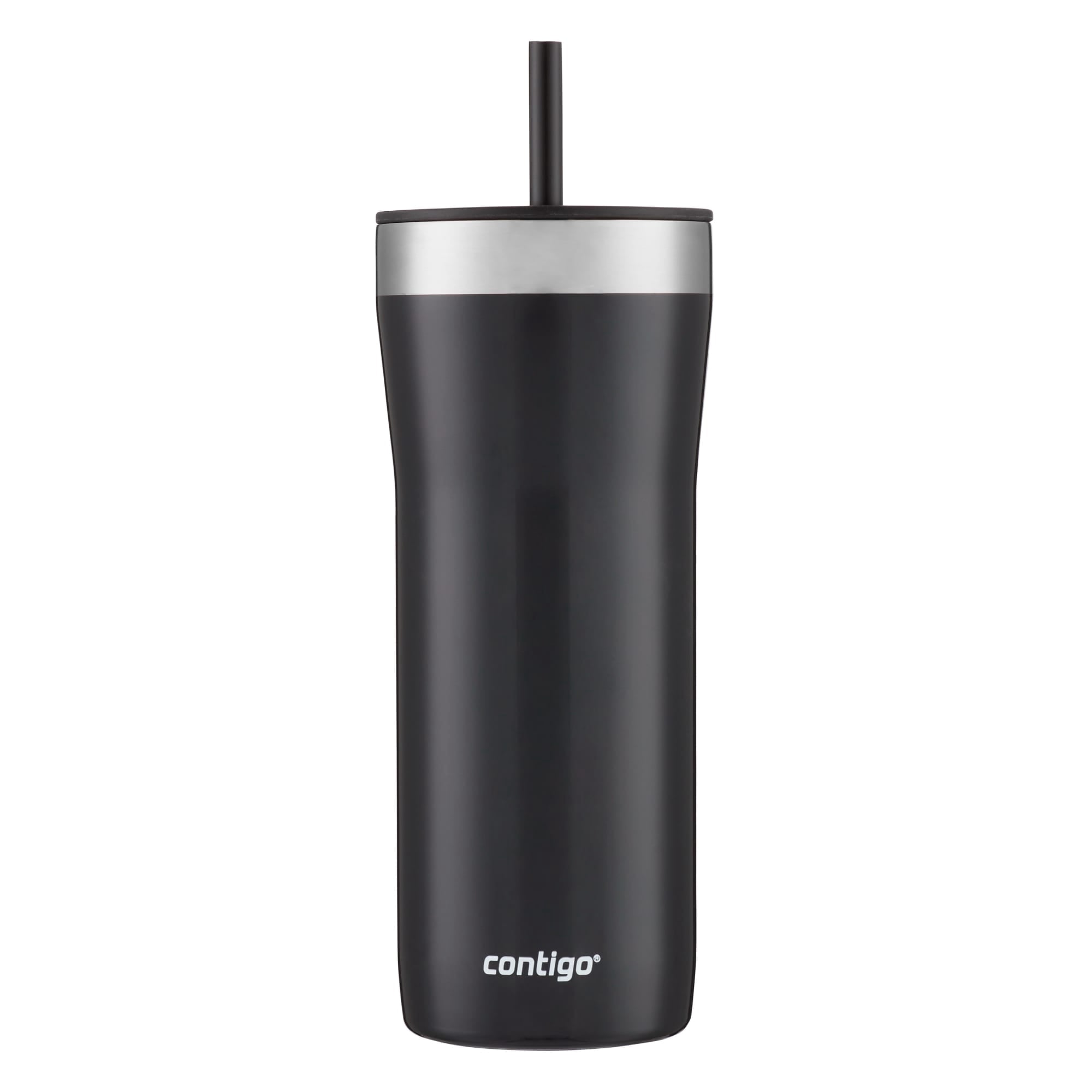 Contigo Streeterville Stainless Steel Tumbler with Plastic Straw and Splash-Proof Lid, Licorice, 32 fl. oz - Pick 576