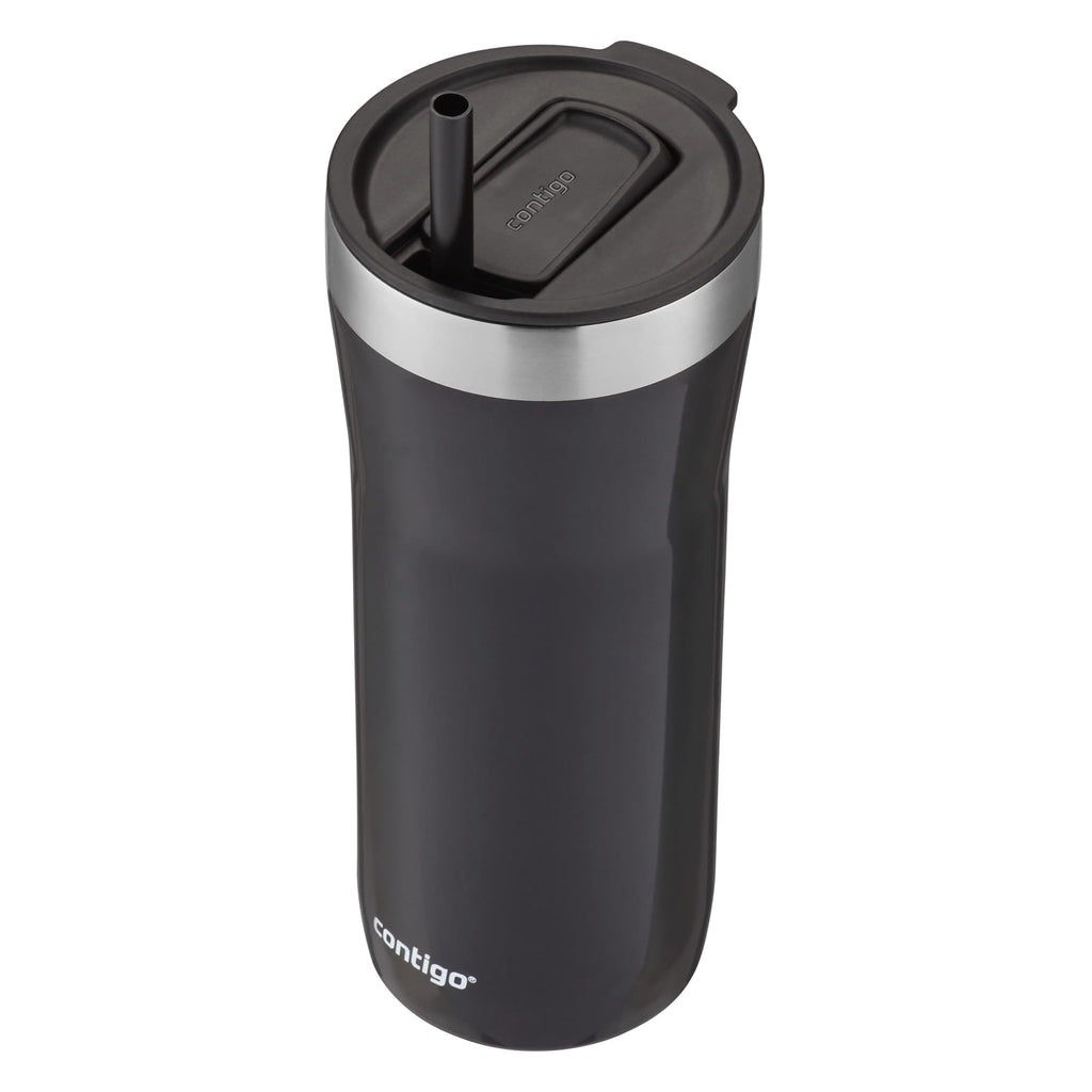 Contigo Streeterville Stainless Steel Tumbler with Plastic Straw and Splash-Proof Lid, Licorice, 32 fl. oz - Pick 576