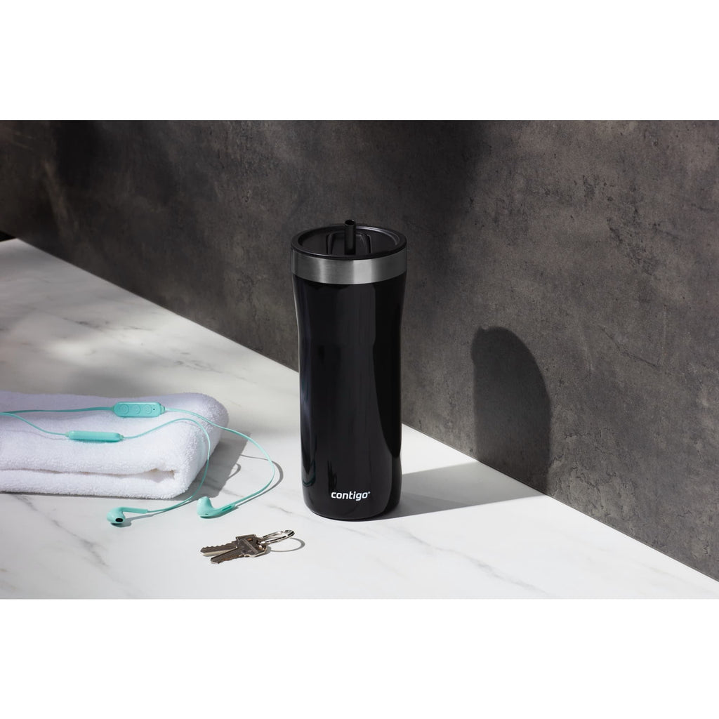 Contigo Streeterville Stainless Steel Tumbler with Plastic Straw and Splash-Proof Lid, Licorice, 32 fl. oz - Pick 576