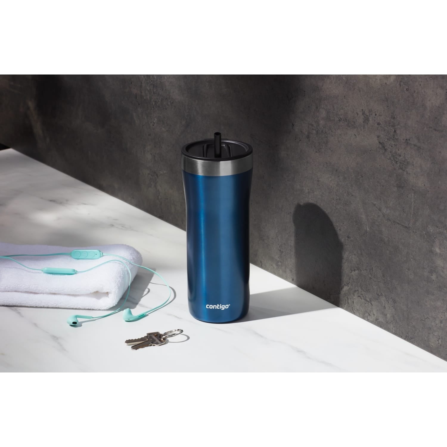 Contigo Streeterville Stainless Steel Tumbler with Plastic Straw and Splash-Proof Lid, Licorice, 32 fl. oz - Pick 576
