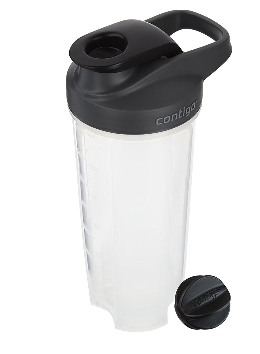 Contigo Shake &amp; Go Fit 28 oz Black and Clear Shaker Bottle with Flip-Top and Wide Mouth Lid - Pick 142