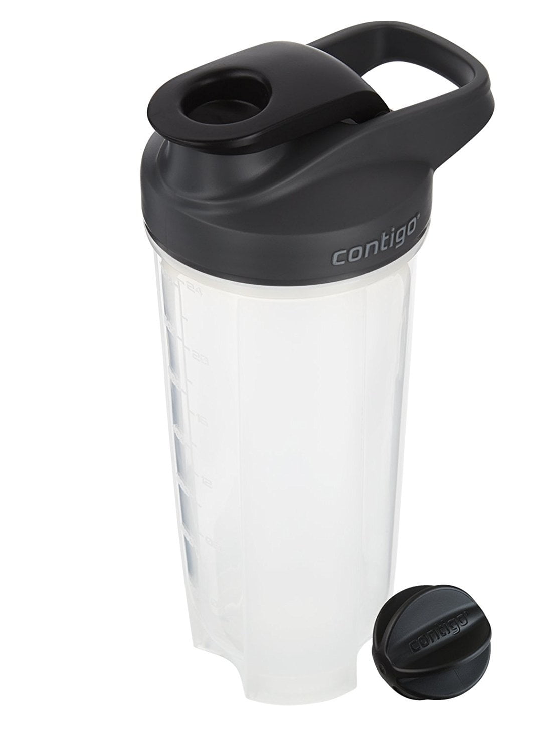 Contigo Shake &amp; Go Fit 28 oz Black and Clear Shaker Bottle with Flip-Top and Wide Mouth Lid - Pick 142