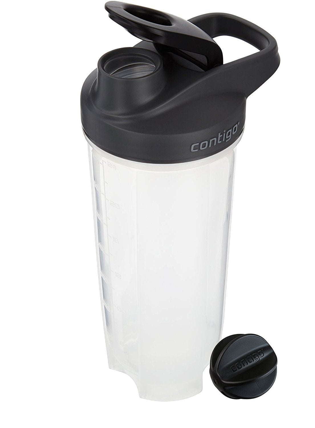 Contigo Shake &amp; Go Fit 28 oz Black and Clear Shaker Bottle with Flip-Top and Wide Mouth Lid - Pick 142