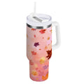 30 oz Insulated Stainless Steel Tumbler Double Wall Stainless Steel Tumbler with 2-Way Drinking Autumn Leaves Falling - Pick 479
