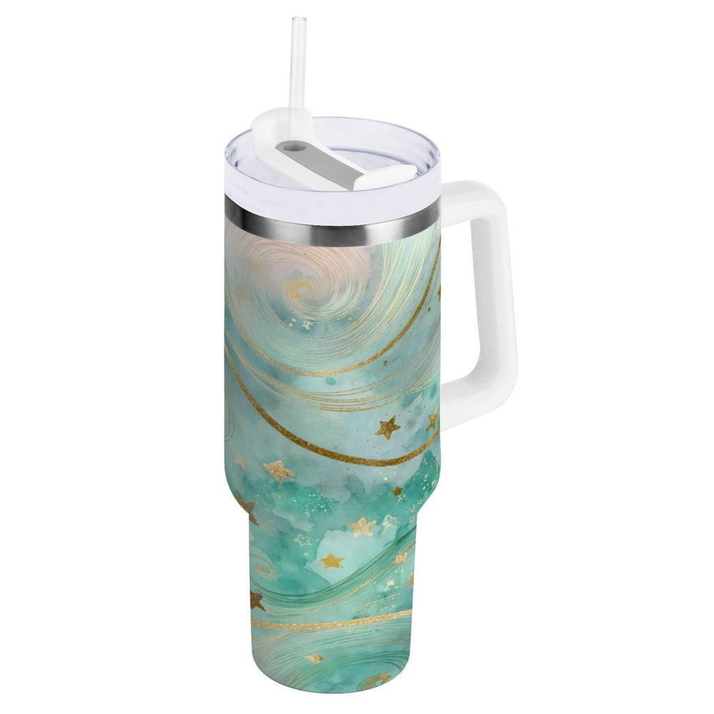 30 oz Insulated Stainless Steel Tumbler Double Wall Stainless Steel Tumbler with 2-Way Drinking Beautiful Swirling Lines - Pick 176
