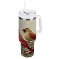 30 oz Insulated Stainless Steel Tumbler Double Wall Stainless Steel Tumbler with 2-Way Drinking Bird and Snow-covered Trees - Pick 943