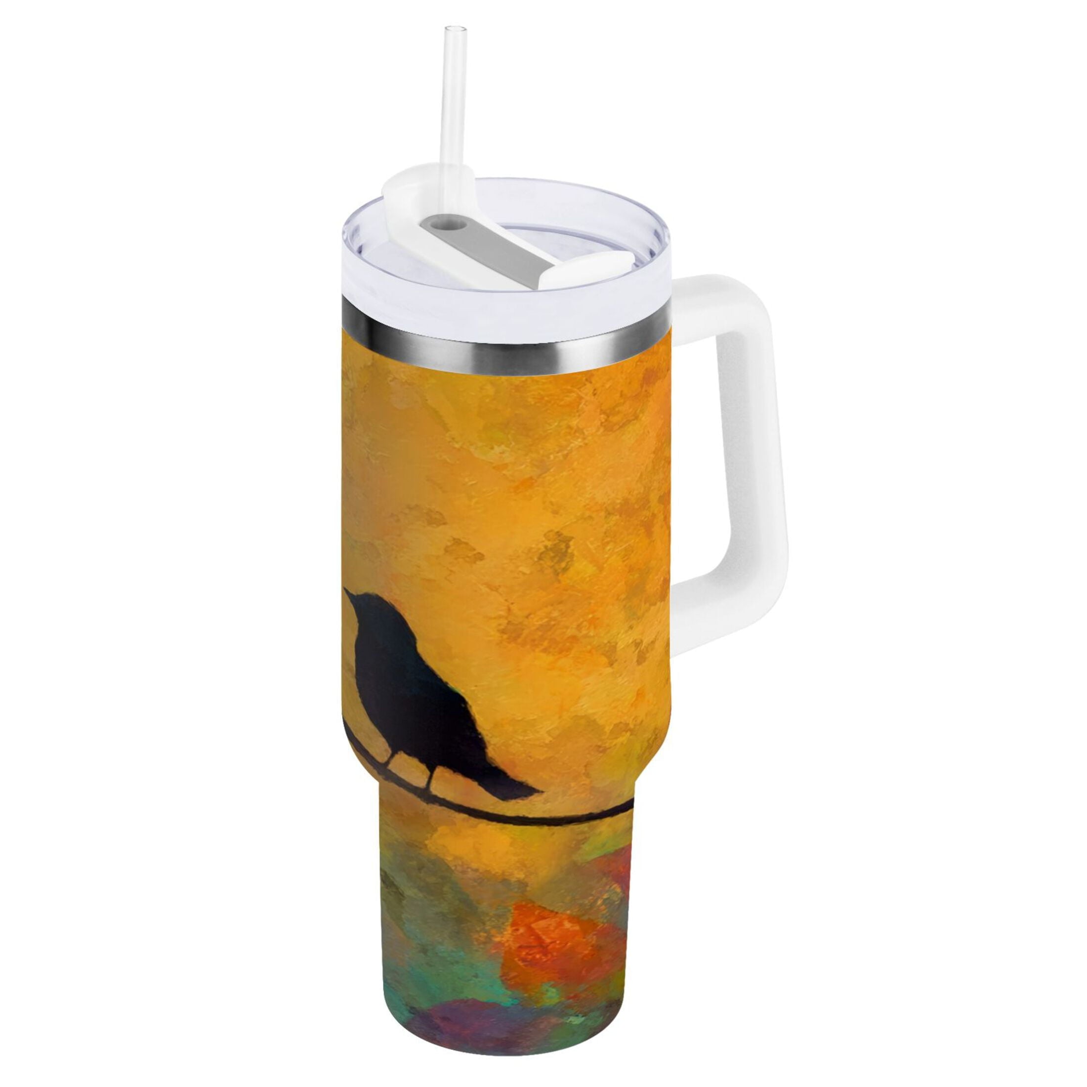 30 oz Insulated Stainless Steel Tumbler Double Wall Stainless Steel Tumbler with 2-Way Drinking Birds on A Wire - Pick 111