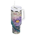 30 oz Insulated Stainless Steel Tumbler Double Wall Stainless Steel Tumbler with 2-Way Drinking Bluebird and Flower - Pick 579
