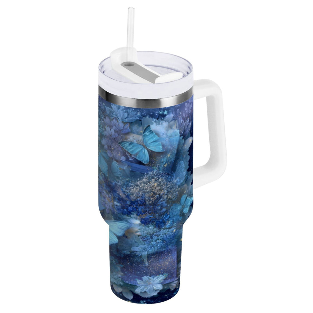 30 oz Insulated Stainless Steel Tumbler Double Wall Stainless Steel Tumbler with 2-Way Drinking Butterflies Books and Flowers - Pick 903