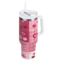 30 oz Insulated Stainless Steel Tumbler Double Wall Stainless Steel Tumbler with 2-Way Drinking Cherry Pattern with Bows - Pick 766