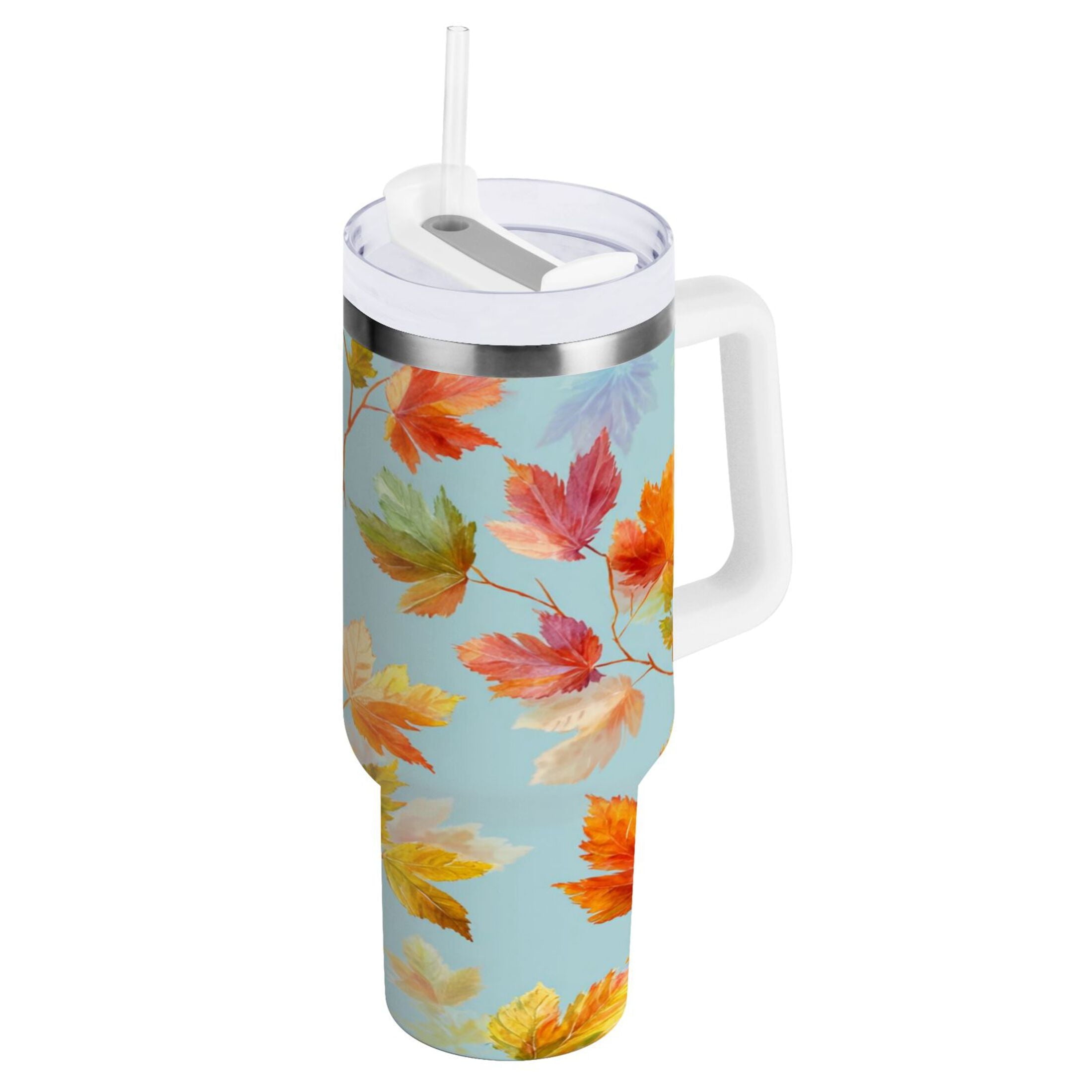 30 oz Insulated Stainless Steel Tumbler Double Wall Stainless Steel Tumbler with 2-Way Drinking Colorful Autumn Maple Leaves - Pick 951