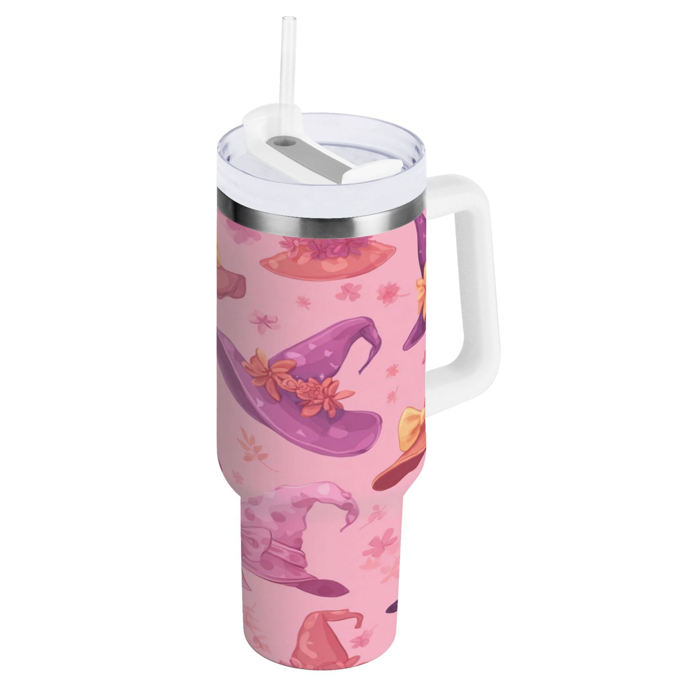 30 oz Insulated Stainless Steel Tumbler Double Wall Stainless Steel Tumbler with 2-Way Drinking Colorful Hat Pattern - Pick 783