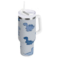30 oz Insulated Stainless Steel Tumbler Double Wall Stainless Steel Tumbler with 2-Way Drinking Cute Blue Dinosaurs - Pick 295