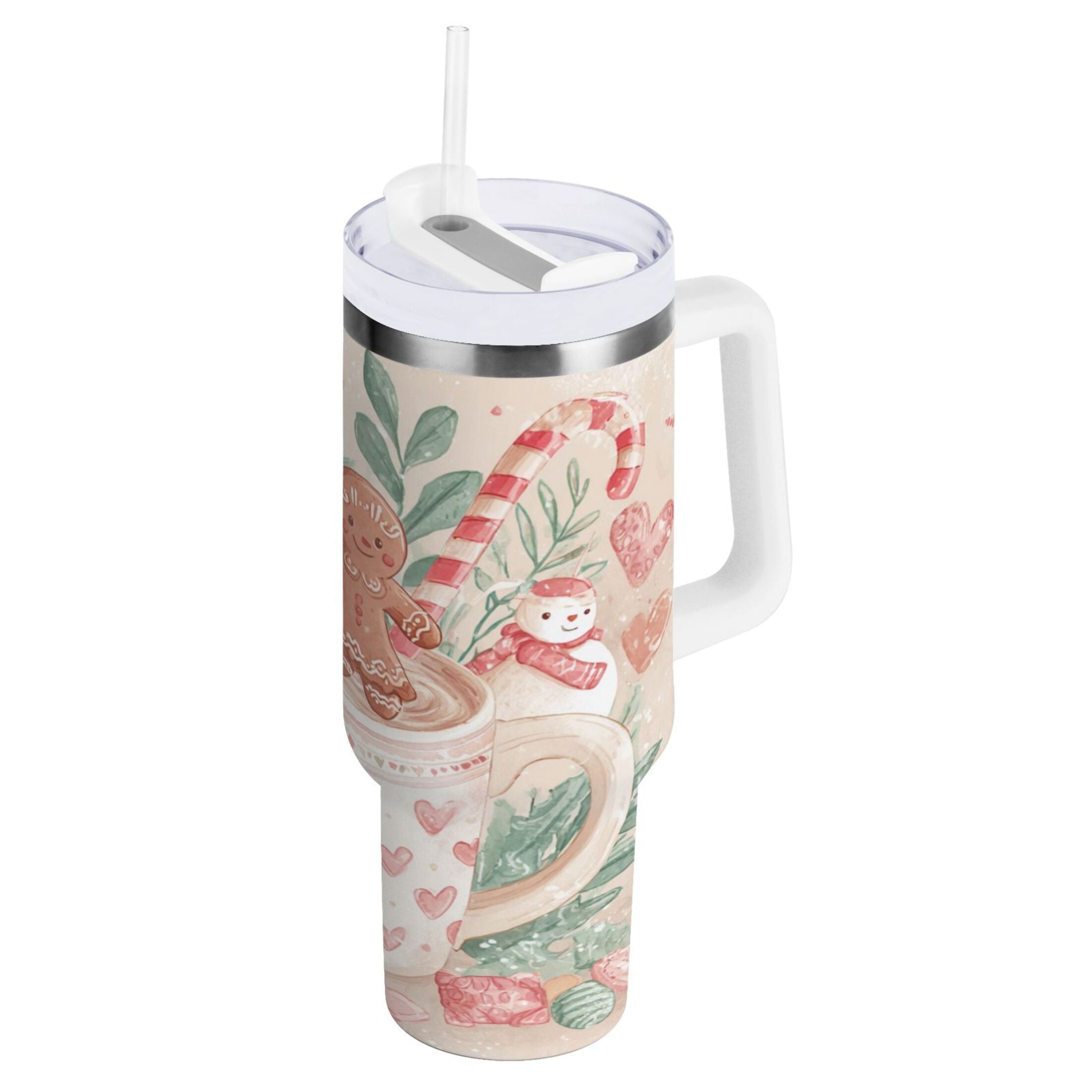 30 oz Insulated Stainless Steel Tumbler Double Wall Stainless Steel Tumbler with 2-Way Drinking Cute Christmas Design - Pick 996