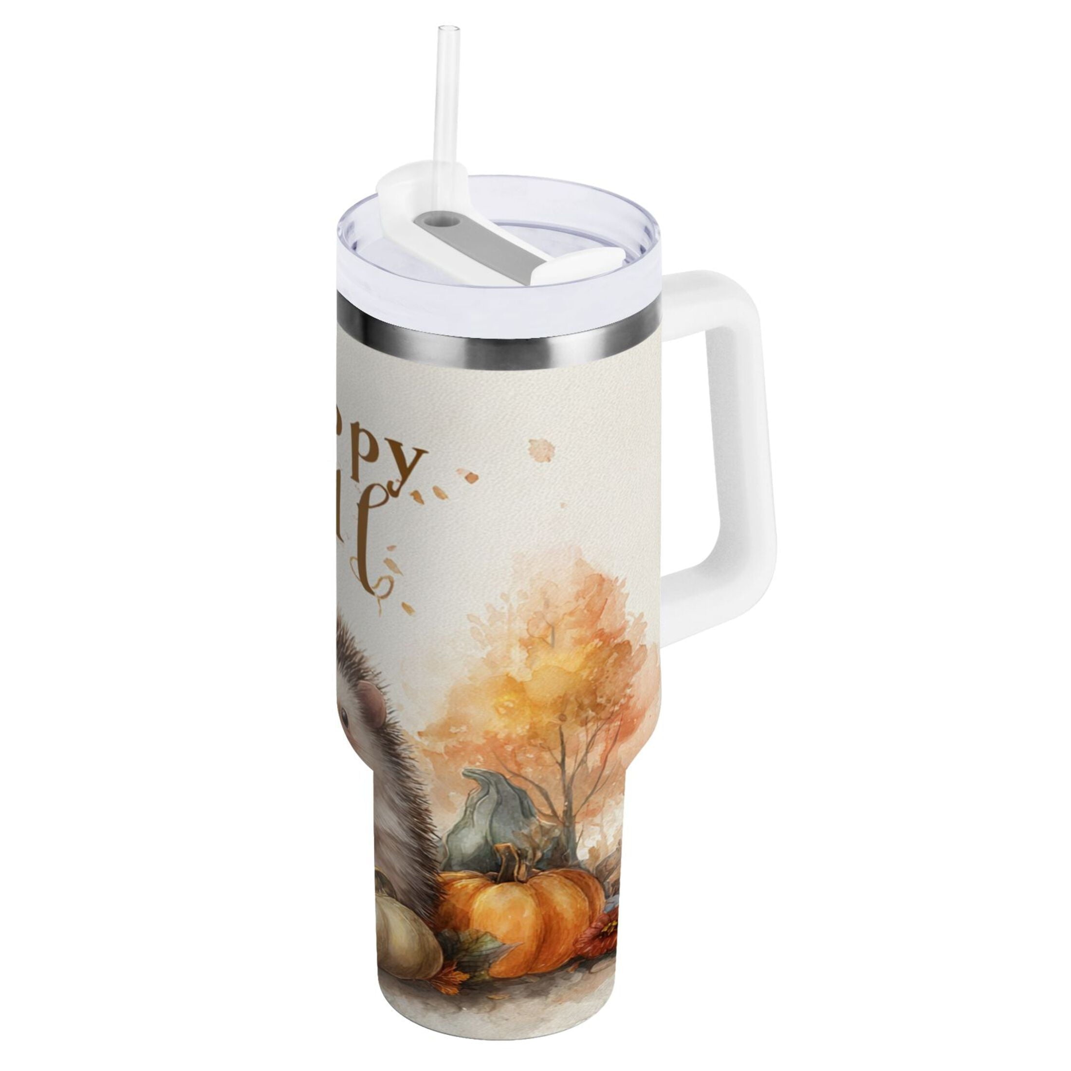 30 oz Insulated Stainless Steel Tumbler Double Wall Stainless Steel Tumbler with 2-Way Drinking Cute Little Hedgehog - Pick 970