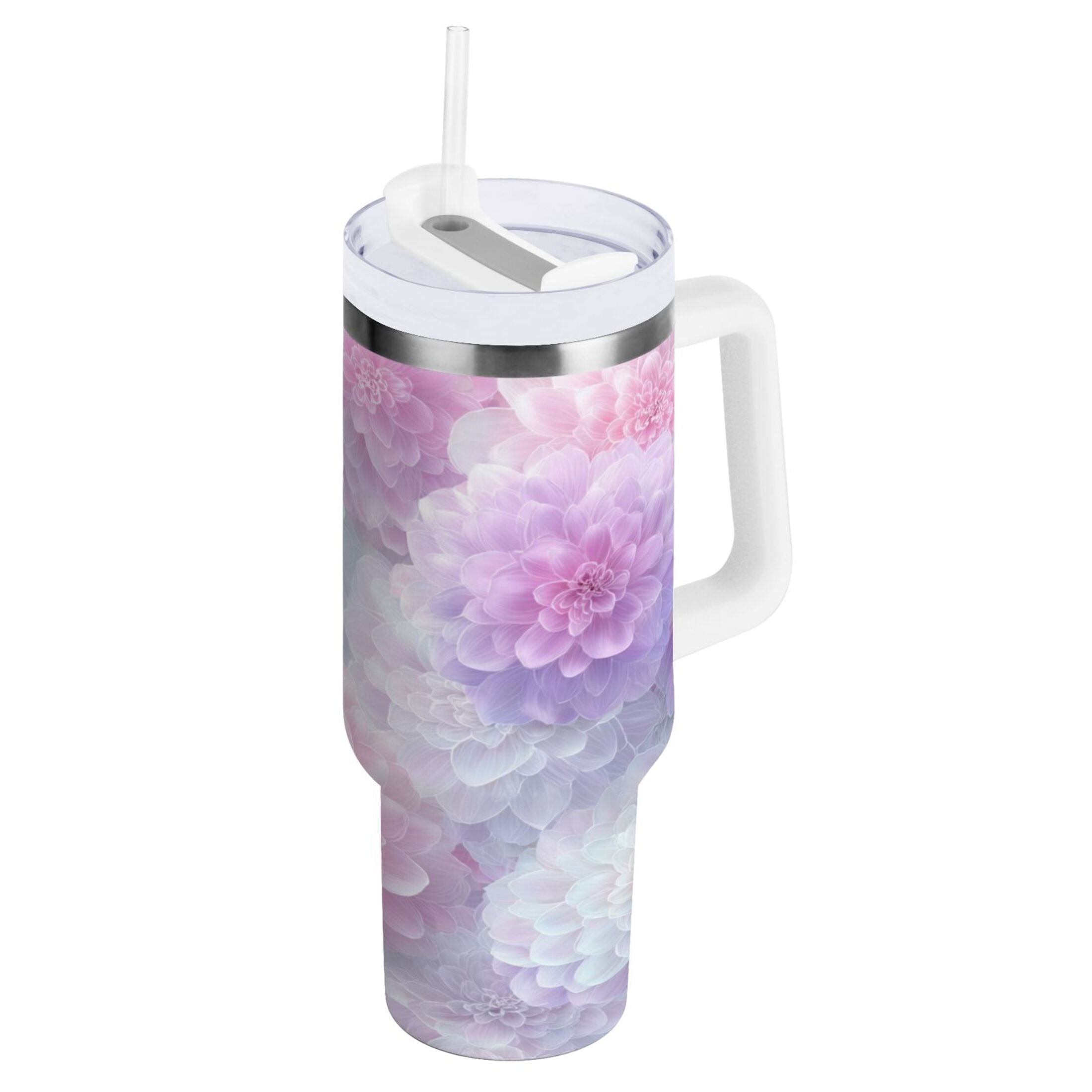 30 oz Insulated Stainless Steel Tumbler Double Wall Stainless Steel Tumbler with 2-Way Drinking Cute Pastel Watercolor Floral - Pick 789