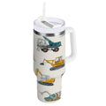 30 oz Insulated Stainless Steel Tumbler Double Wall Stainless Steel Tumbler with 2-Way Drinking Engineering Vehicle Pattern - Pick 402