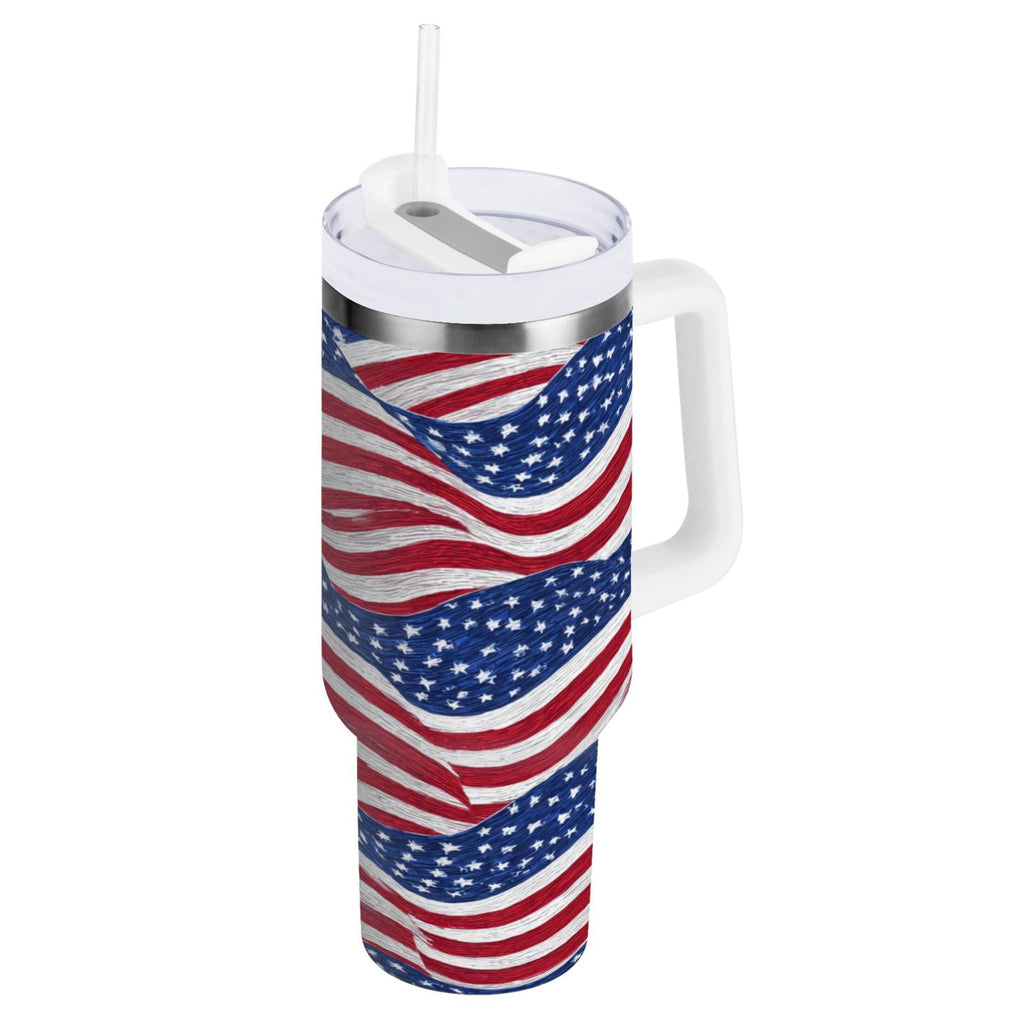 30 oz Insulated Stainless Steel Tumbler Double Wall Stainless Steel Tumbler with 2-Way Drinking Flags Wave Pattern - Pick 192