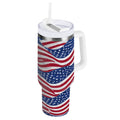 30 oz Insulated Stainless Steel Tumbler Double Wall Stainless Steel Tumbler with 2-Way Drinking Flags Wave Pattern - Pick 192