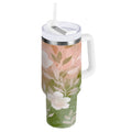 30 oz Insulated Stainless Steel Tumbler Double Wall Stainless Steel Tumbler with 2-Way Drinking Gradient Elegant Floral - Pick 147