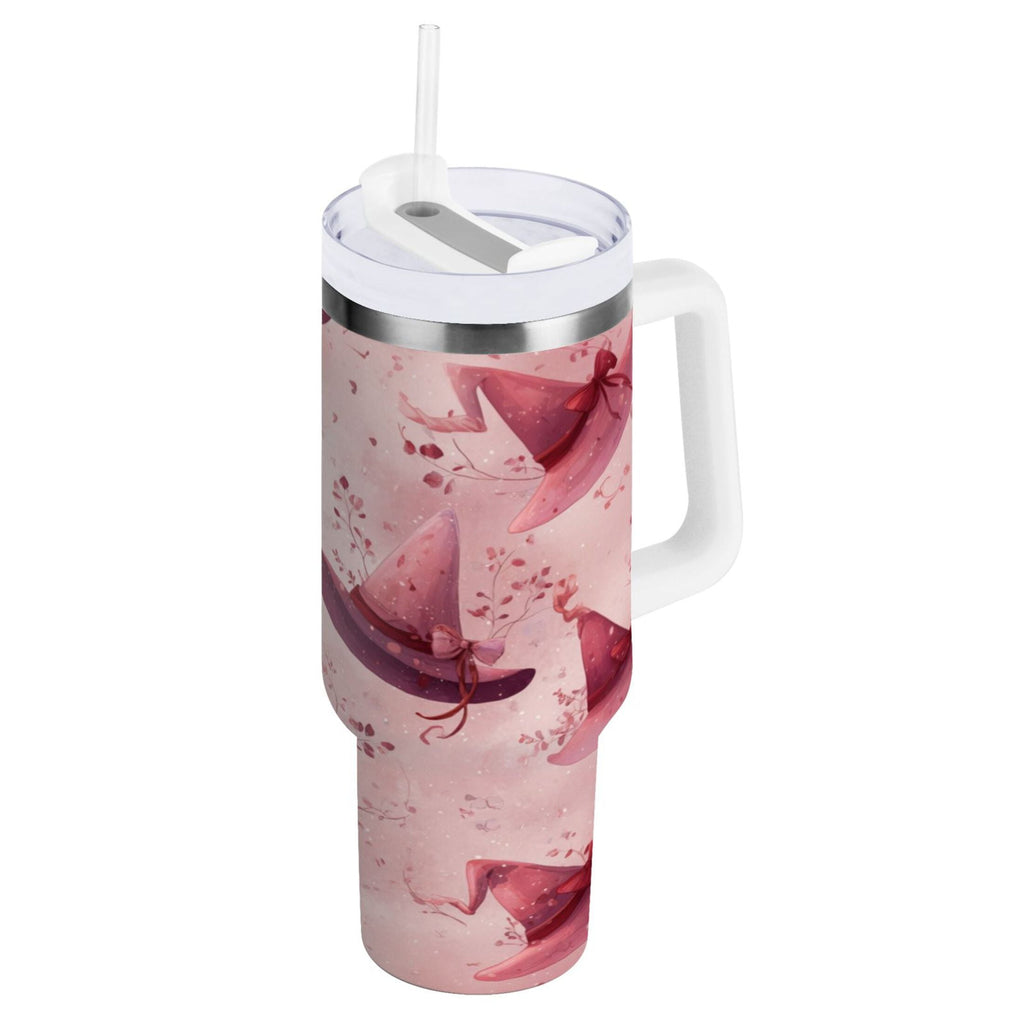 30 oz Insulated Stainless Steel Tumbler Double Wall Stainless Steel Tumbler with 2-Way Drinking Hats with Delicate Bows - Pick 670