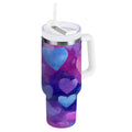30 oz Insulated Stainless Steel Tumbler Double Wall Stainless Steel Tumbler with 2-Way Drinking Indigo and Violet Hearts - Pick 215