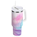 30 oz Insulated Stainless Steel Tumbler Double Wall Stainless Steel Tumbler with 2-Way Drinking Pastel Pink Marble Texture - Pick 761