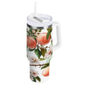 30 oz Insulated Stainless Steel Tumbler Double Wall Stainless Steel Tumbler with 2-Way Drinking Peach Fruit Pattern - Pick 393