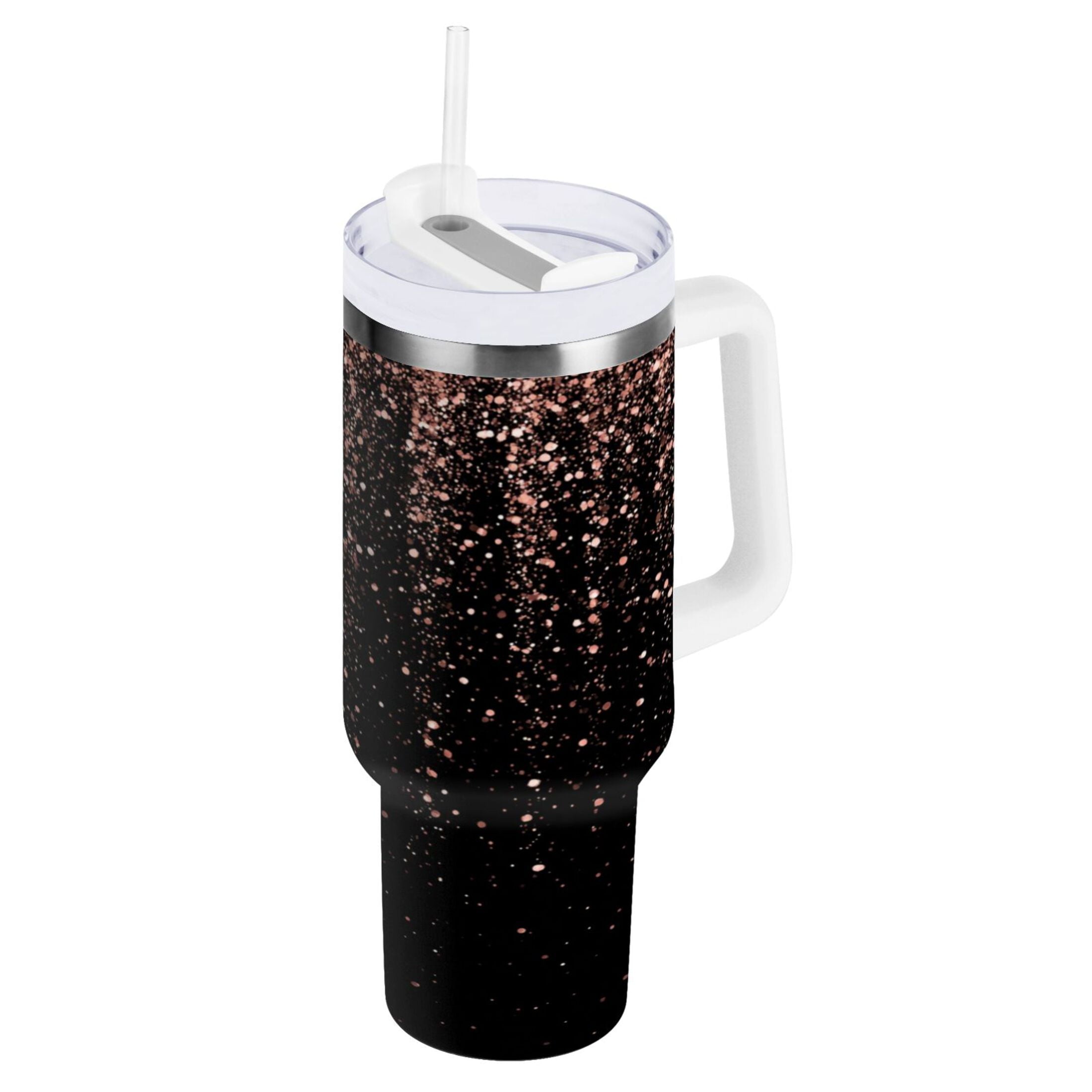 40 oz Insulated Stainless Steel Tumbler Double Wall Stainless Steel Tumbler with 2-Way Drinking Rose Gold Glitter - Pick 962