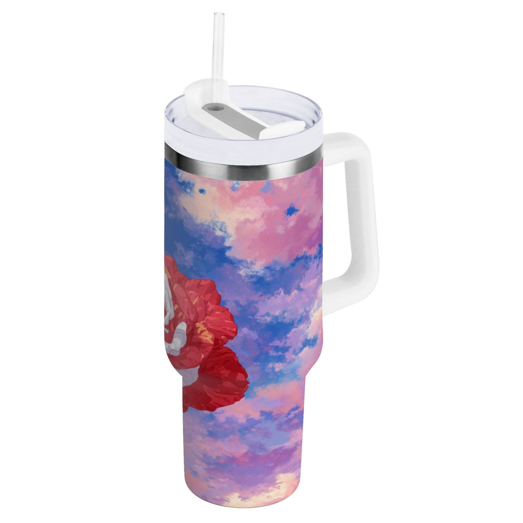 30 oz Insulated Stainless Steel Tumbler Double Wall Stainless Steel Tumbler with 2-Way Drinking Rose with Flag Pattern - Pick 745
