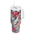 30 oz Insulated Stainless Steel Tumbler Double Wall Stainless Steel Tumbler with 2-Way Drinking Roses and Ribbons - Pick 565