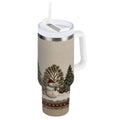 30 oz Insulated Stainless Steel Tumbler Double Wall Stainless Steel Tumbler with 2-Way Drinking Snowmen and Deer in The Forest - Pick 170