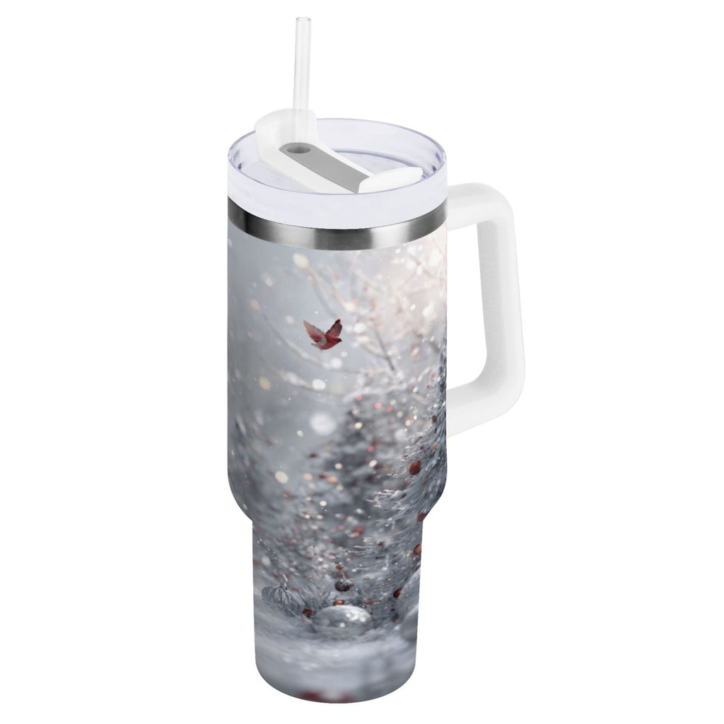 30 oz Insulated Stainless Steel Tumbler Double Wall Stainless Steel Tumbler with 2-Way Drinking Snowy Winter Landscape - Pick 324