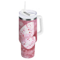 30 oz Insulated Stainless Steel Tumbler Double Wall Stainless Steel Tumbler with 2-Way Drinking Soft Pink Butterfly - Pick 641