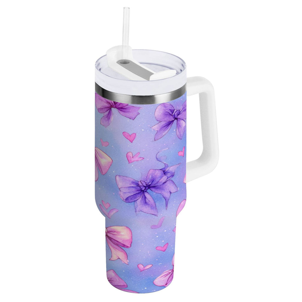 30 oz Insulated Stainless Steel Tumbler Double Wall Stainless Steel Tumbler with 2-Way Drinking Watercolor Bows Pattern - Pick 805