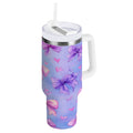 30 oz Insulated Stainless Steel Tumbler Double Wall Stainless Steel Tumbler with 2-Way Drinking Watercolor Bows Pattern - Pick 805